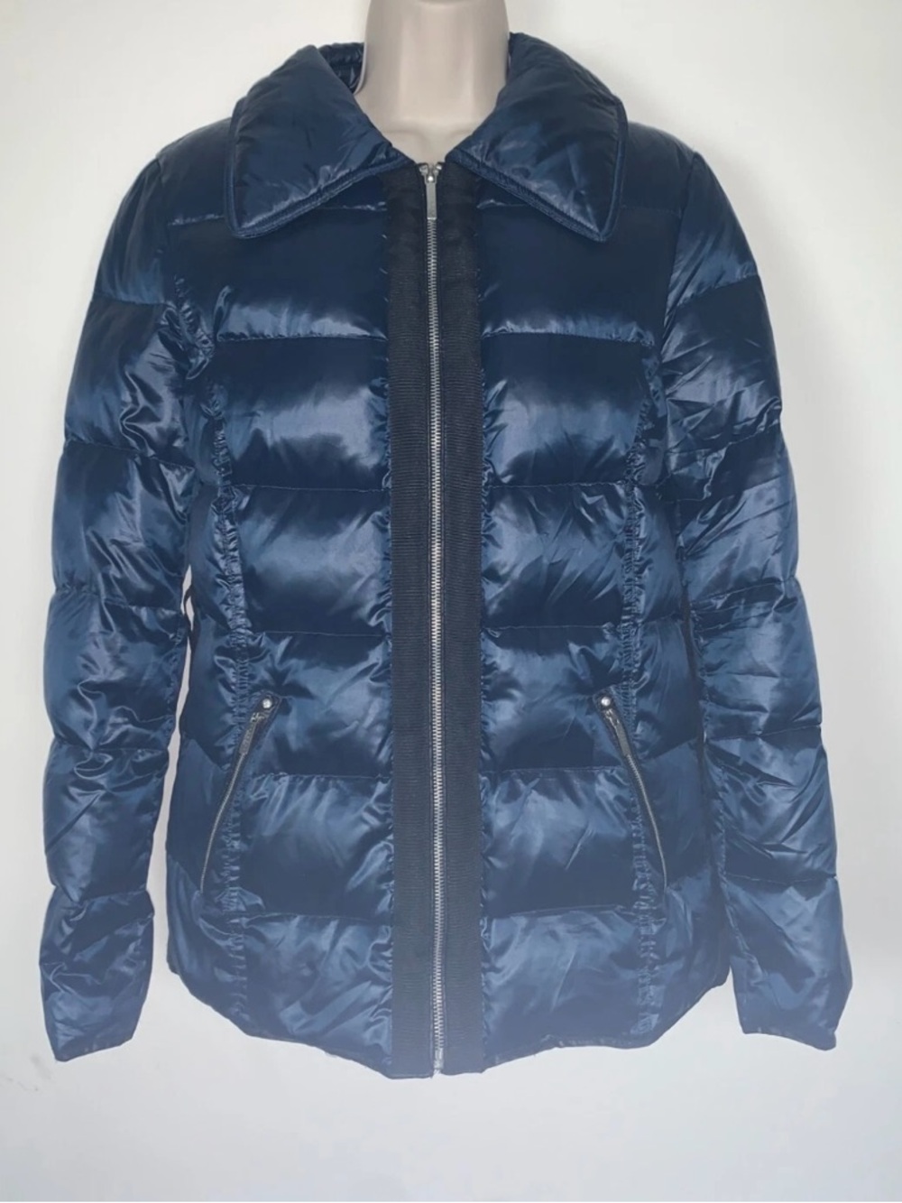 Laundry By Shelli Segal Navy Quilted Puffer Jacket with Zip